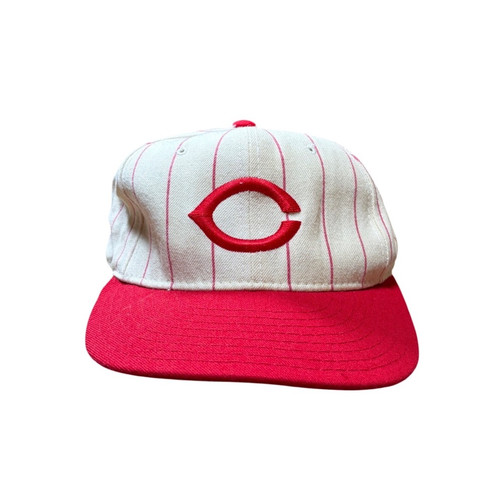 Vintage New Era 5950 Cincinnati Reds Hat Diamond Collection Pinstripe Wool 7